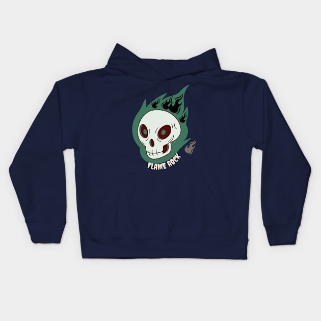 flame rock skull Kids Hoodie by BeeFlash